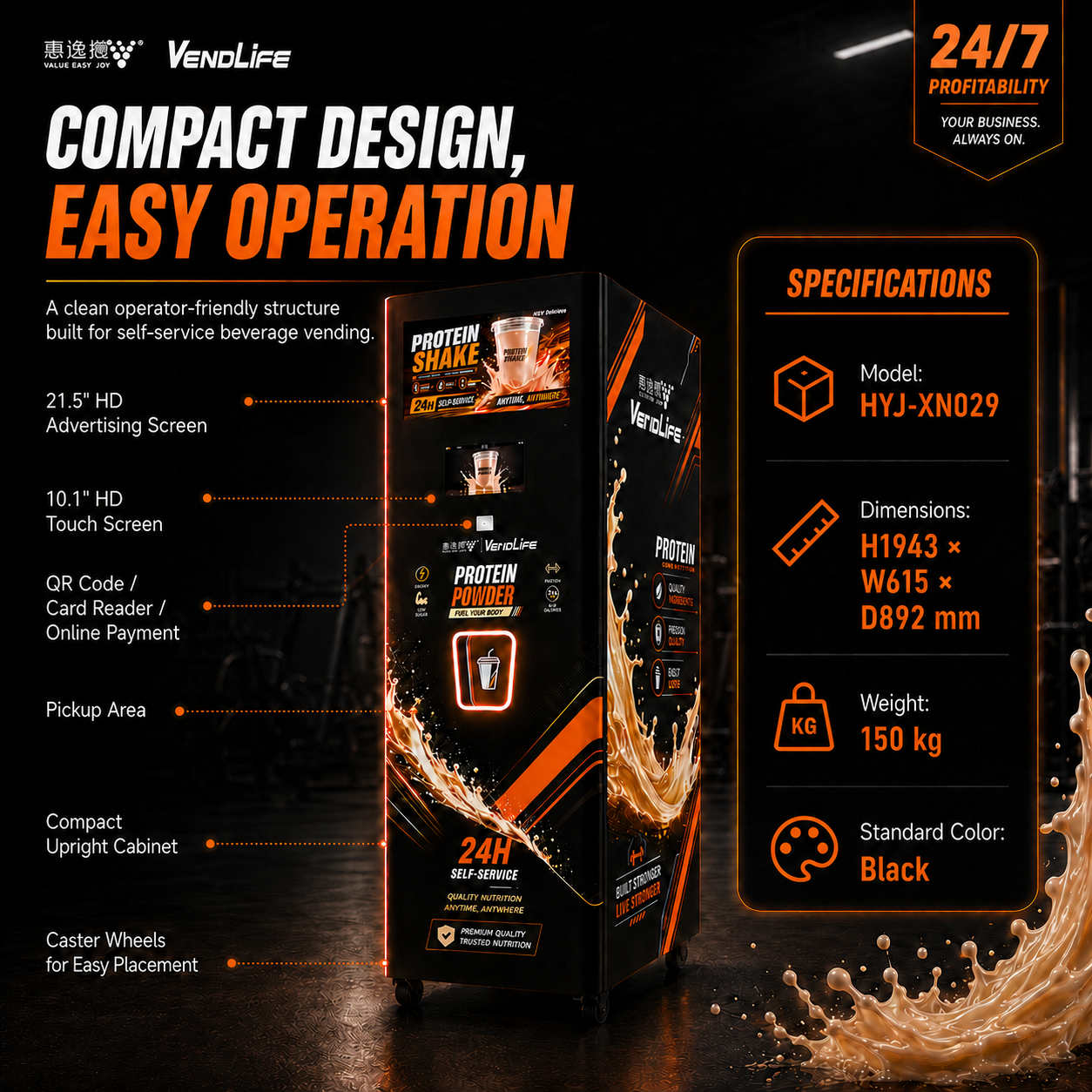 protein shake vending machine 5 VENDLIFE Innovative Gym 24/7 Operation Protein Shake Vending Machine Keep Fit Smart Touch Screen Milkshake Vendo Machine