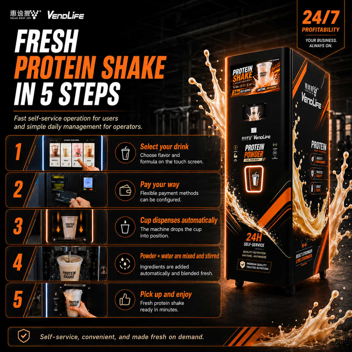 protein shake vending machine 6 VENDLIFE Innovative Gym 24/7 Operation Protein Shake Vending Machine Keep Fit Smart Touch Screen Milkshake Vendo Machine