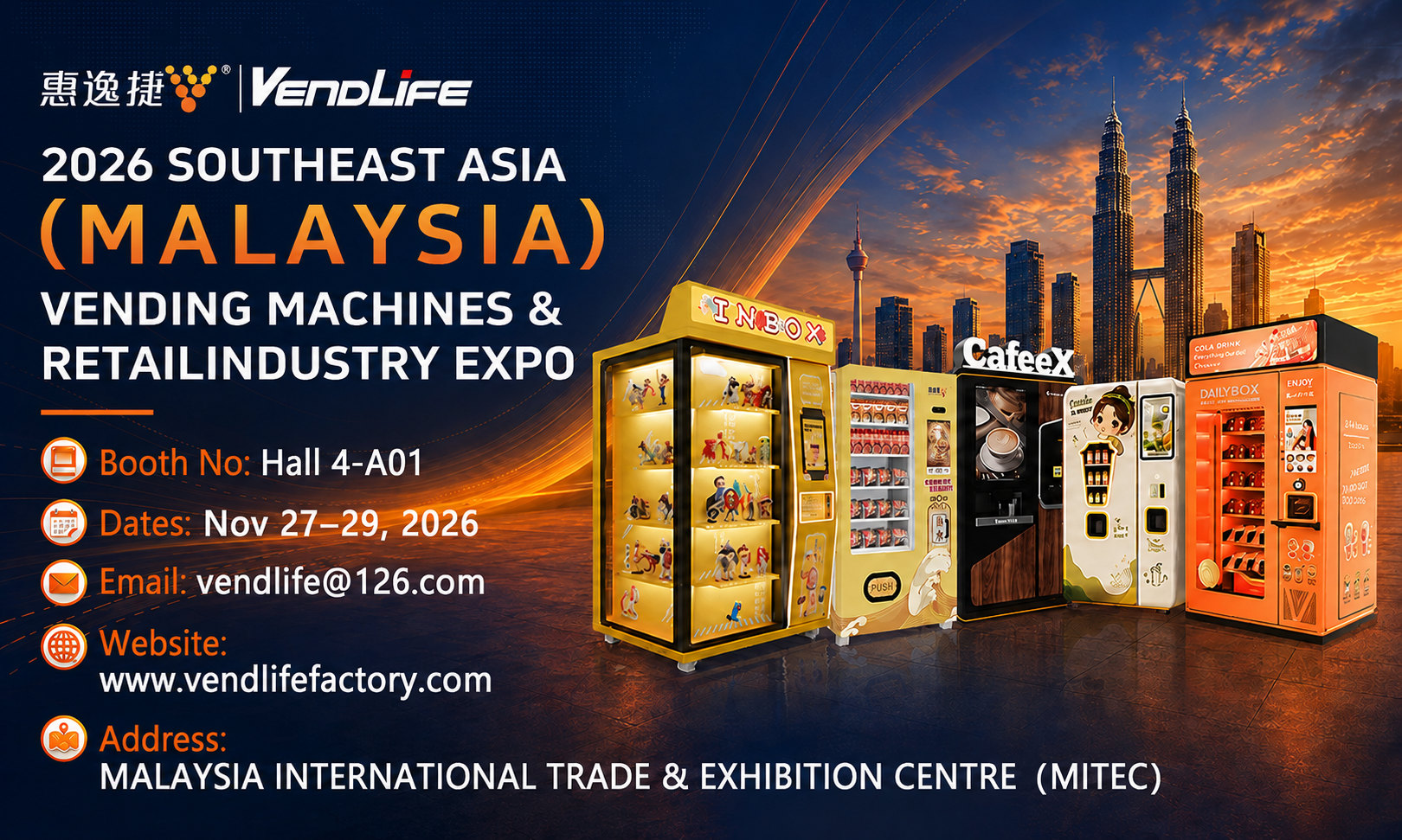 VendLife Smart Vending Machine Manufacturer to Showcase OEM/ODM Solutions at Malaysia Vending Machines & Retail Industry Expo 2026