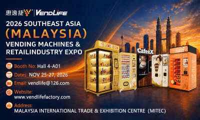 VendLife exhibition poster for 2026 Southeast Asia Malaysia Vending Machines and Retail Industry Expo at MITEC, Booth Hall 4-