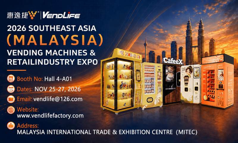 VendLife at Malaysia Vending Machine Expo 2026 Booth Hall 4-A01 MITEC Kuala Lumpur showing smart vending machines and business opportunities for global markets